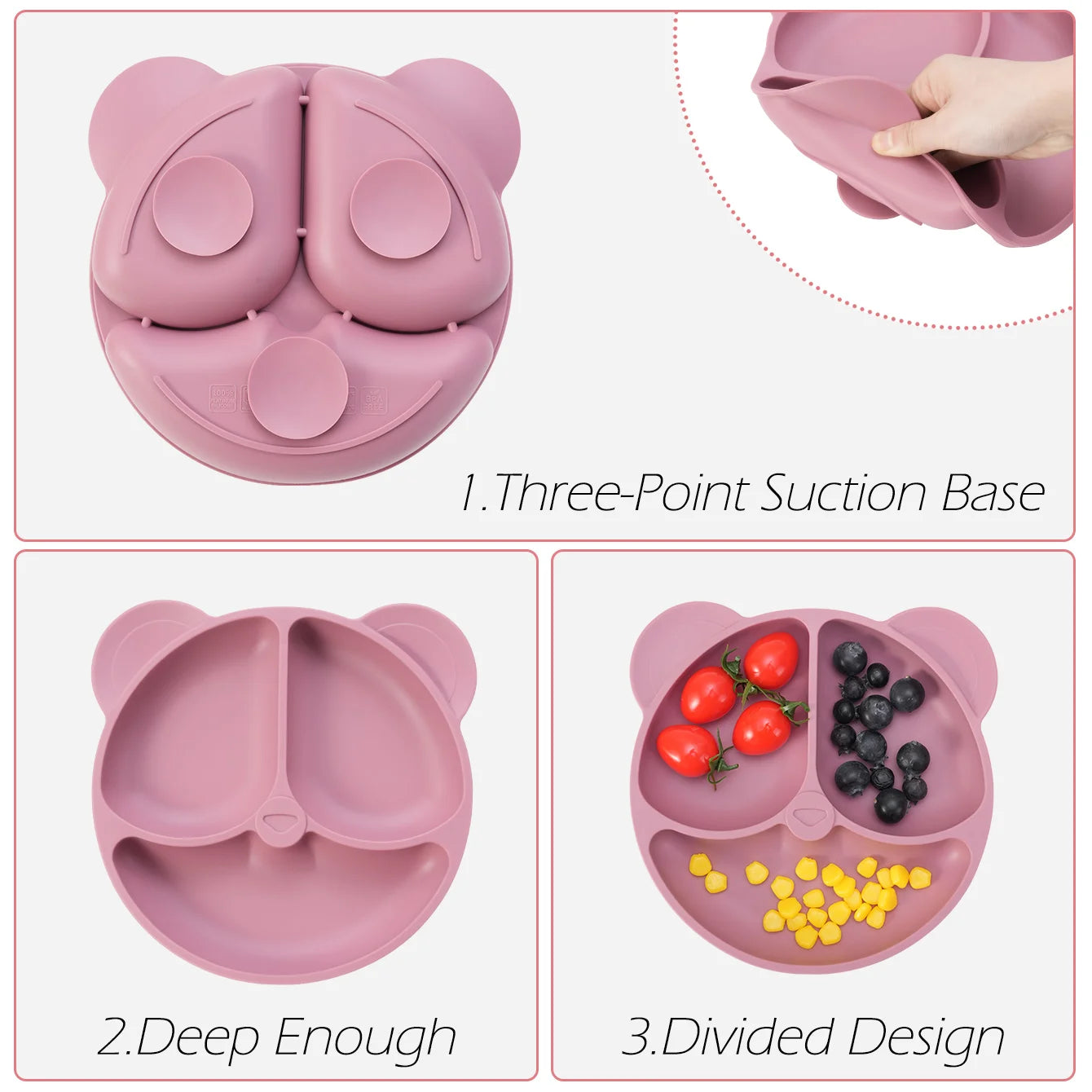 Three-point suction base, deep sections and divided design