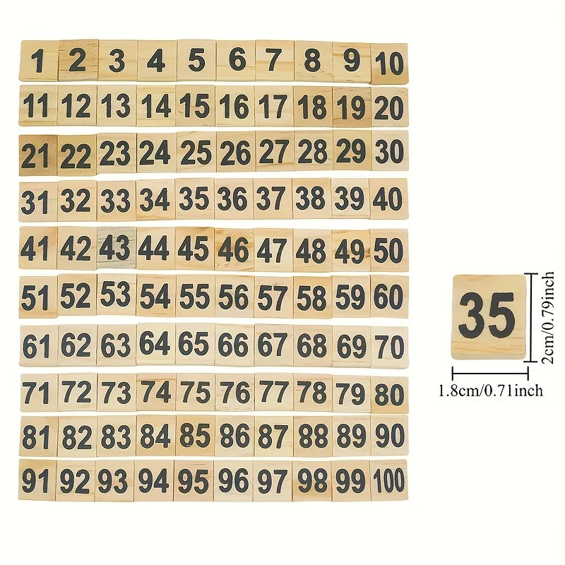 Wooden Number Tiles 1-100 | Oliver & Company Toys
