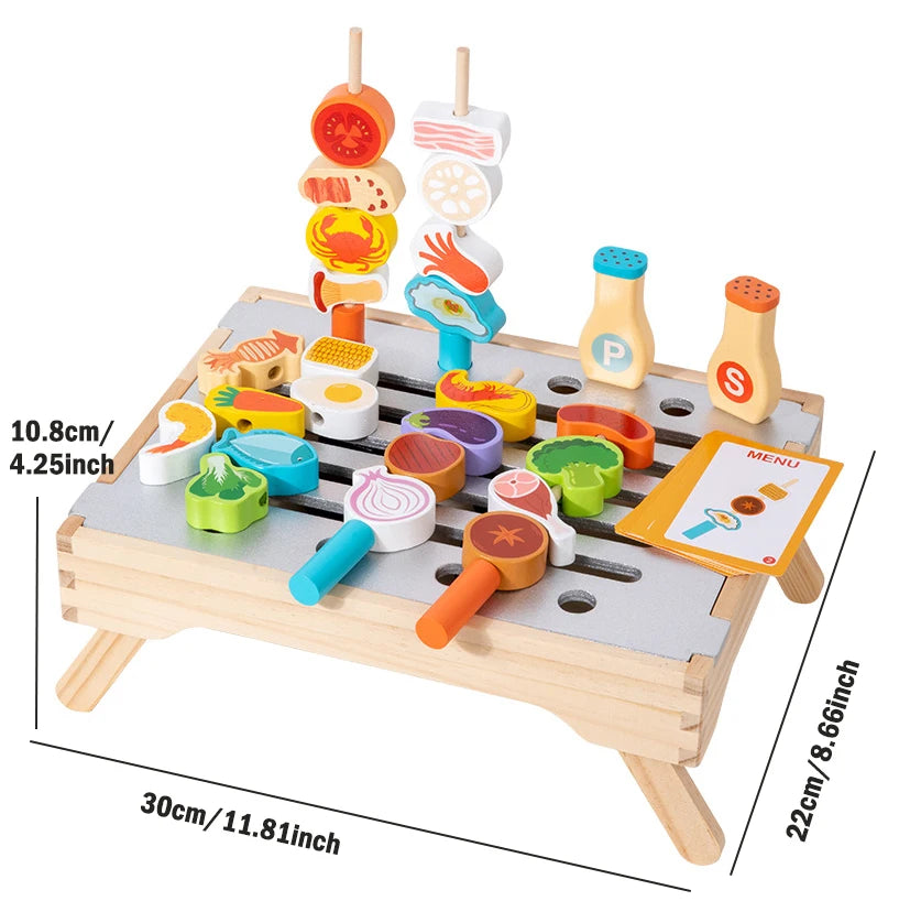 Wooden BBQ Skewer Pretend Play Set | Oliver Montessori Toys