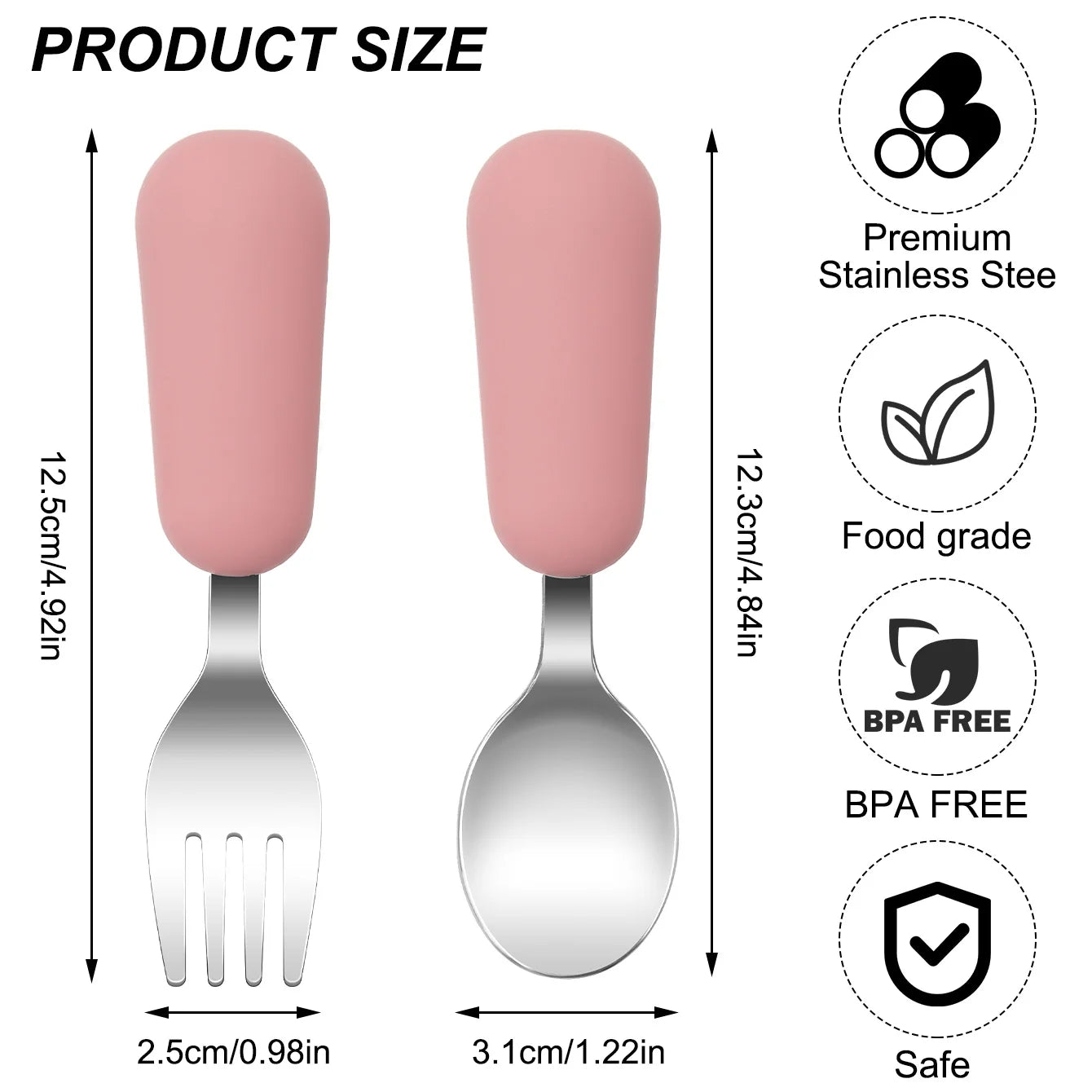 2-Piece Stainless Steel Silicone Fork and Spoon Set | Oliver & Company Montessori Toys