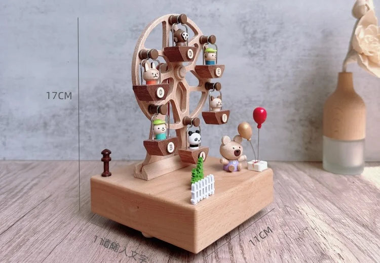 Wooden Bear Ferris Wheel Music Box – Wind-Up Clockwork | Oliver & Company Montessori Toys