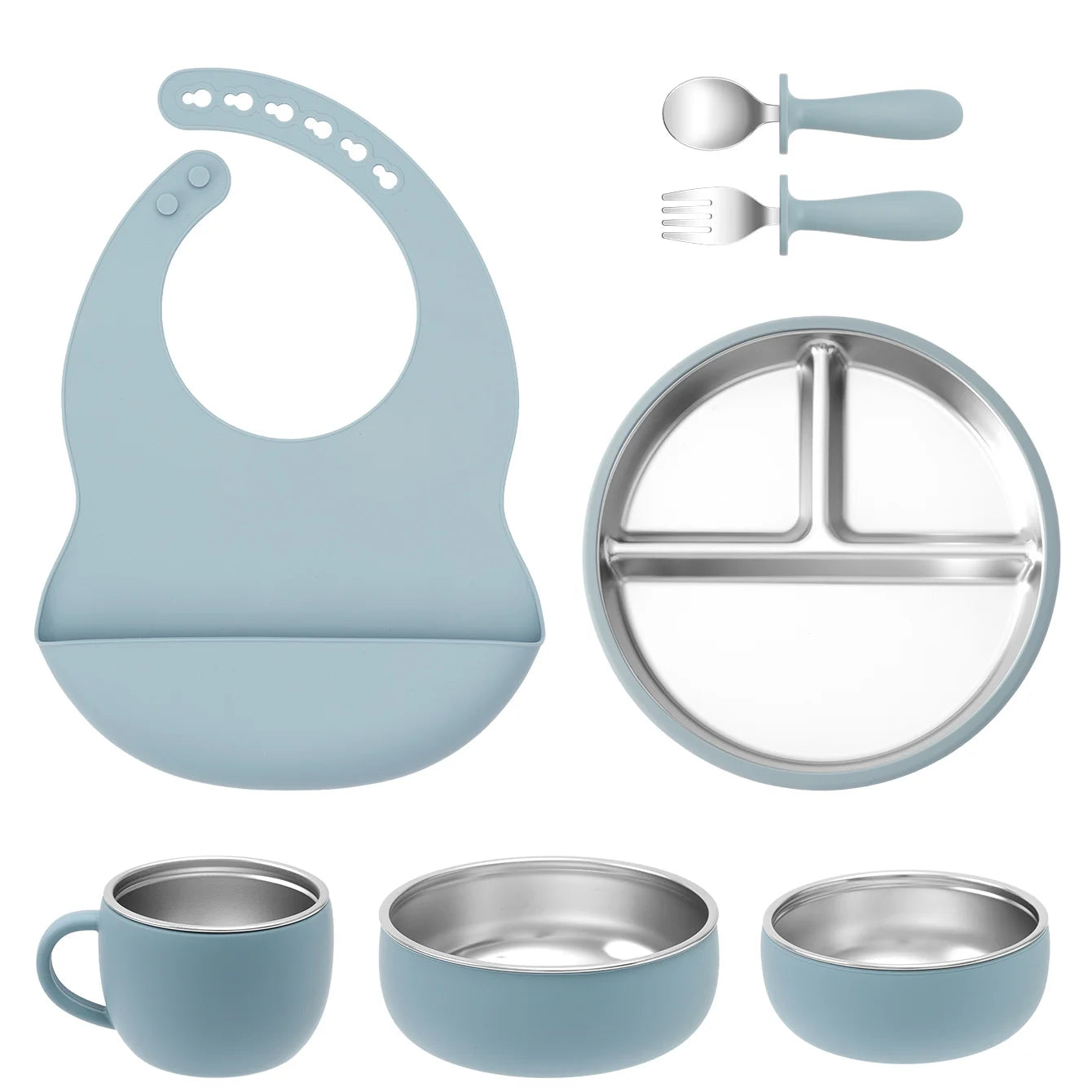 7-Piece Baby Feeding Set | Stainless Steel & Silicone BPA-Free | Oliver & Company