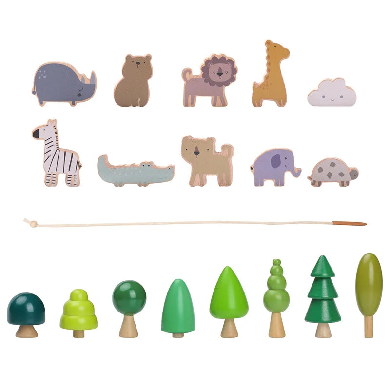 Wooden Forest Trees and Tiny Houses