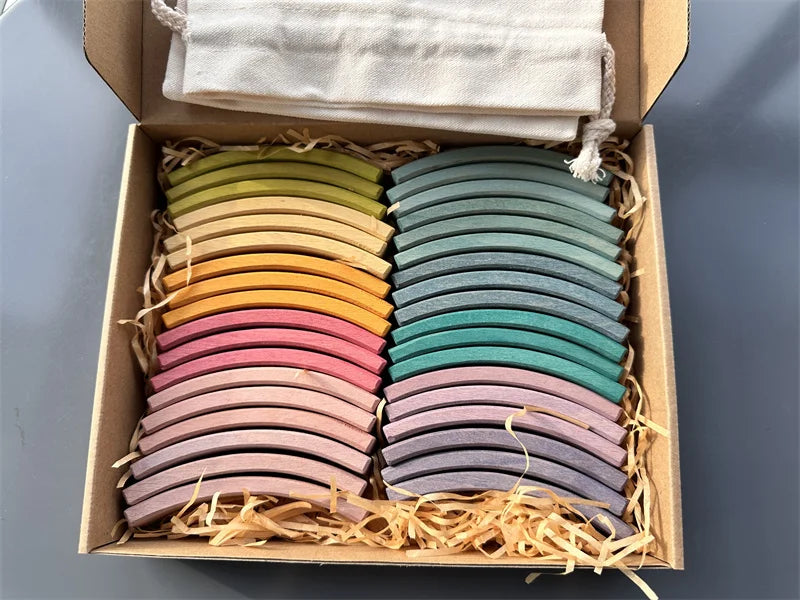Wooden Rainbow Arch Stacking Blocks for Kids