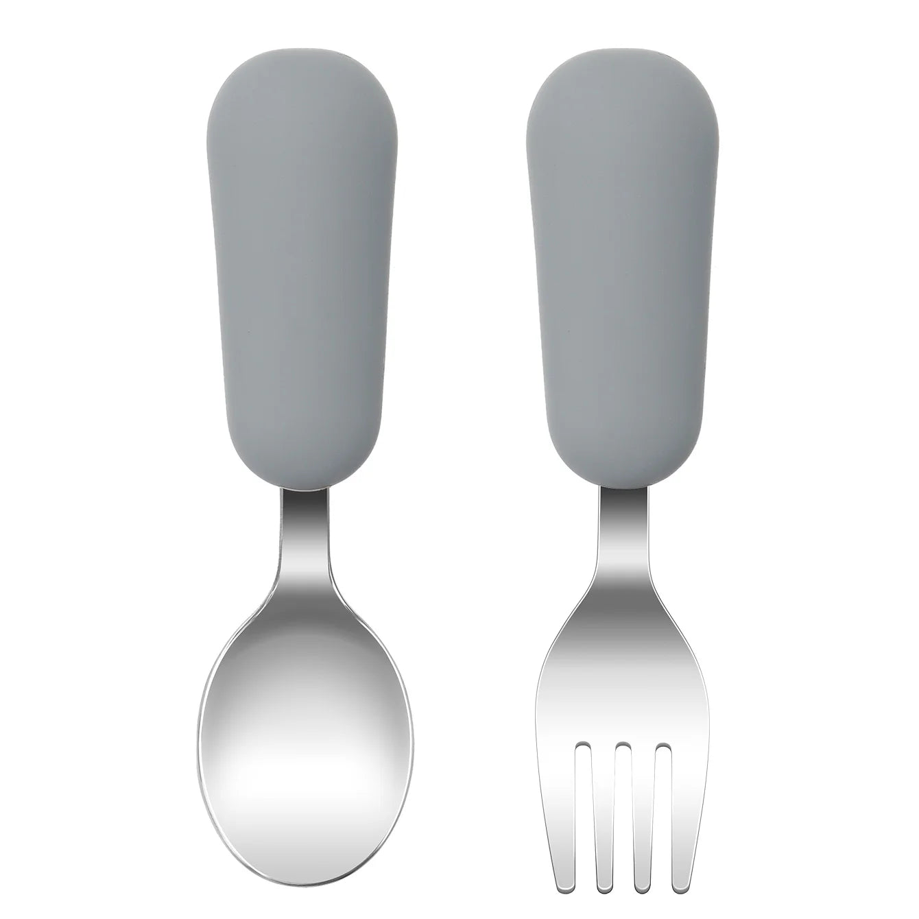 2-Piece Stainless Steel Silicone Fork and Spoon Set | Oliver & Company Montessori Toys