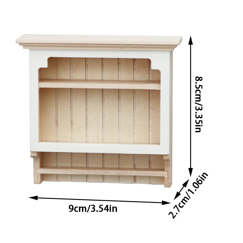 Mini Wooden Wall Hanging Storage Rack – 1:12 Scale Dollhouse Kitchen Shelf