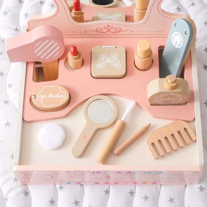 Wooden Makeup Set & Vanity Table Toys | Oliver Montessori