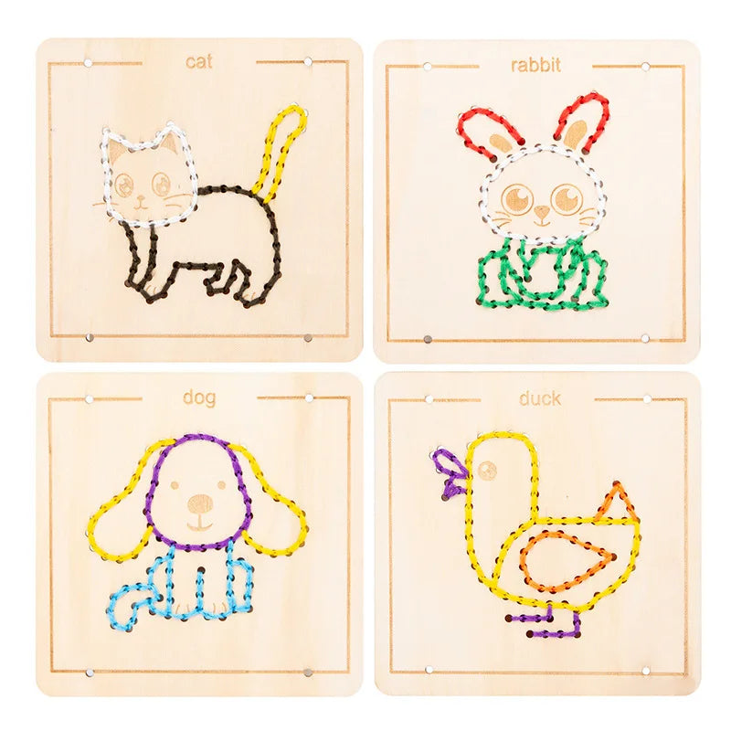 Wooden Lacing Boards for Kids – Montessori Threading – Oliver & Company