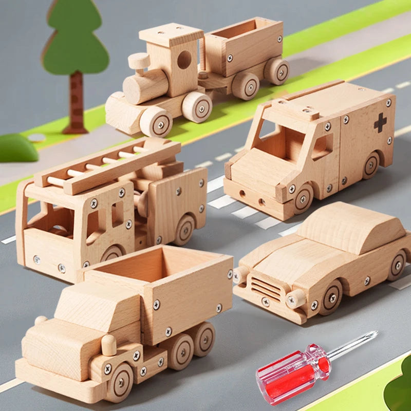 Wooden DIY Assembly Vehicle Kids Build Your Own Toy Car Truck