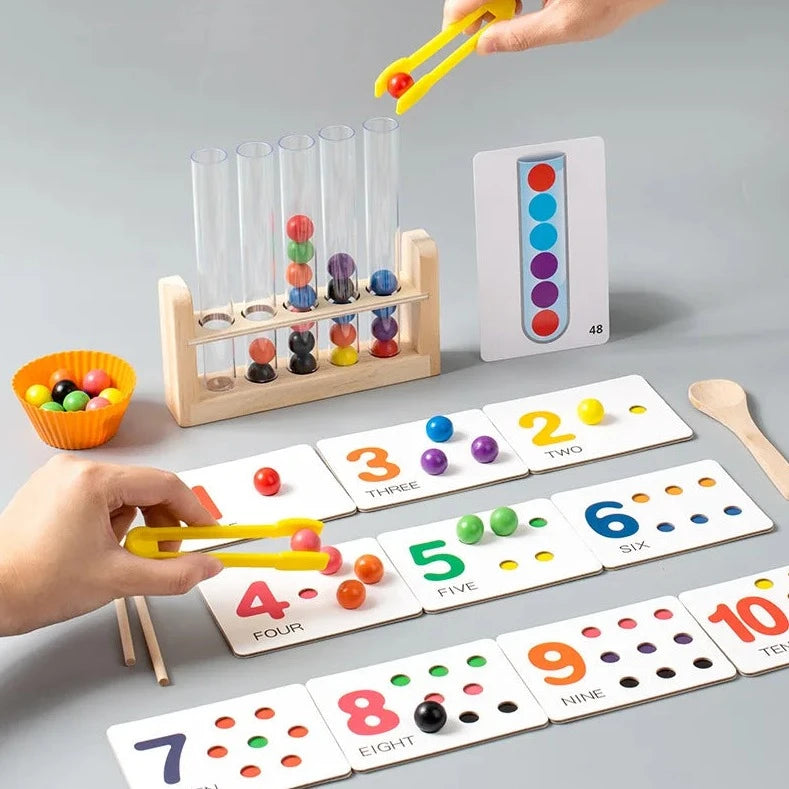 Montessori Clip Beads Test Tube Game | Oliver Montessori Toys