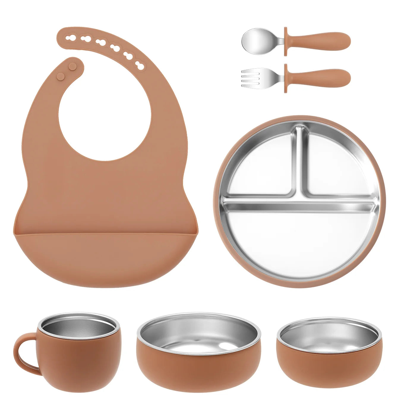 7-Piece Baby Feeding Set | Stainless Steel & Silicone BPA-Free | Oliver & Company