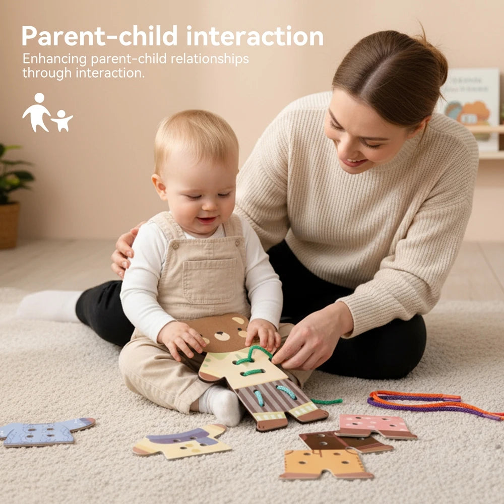 Wooden Bear Dress-Up Threading Toy