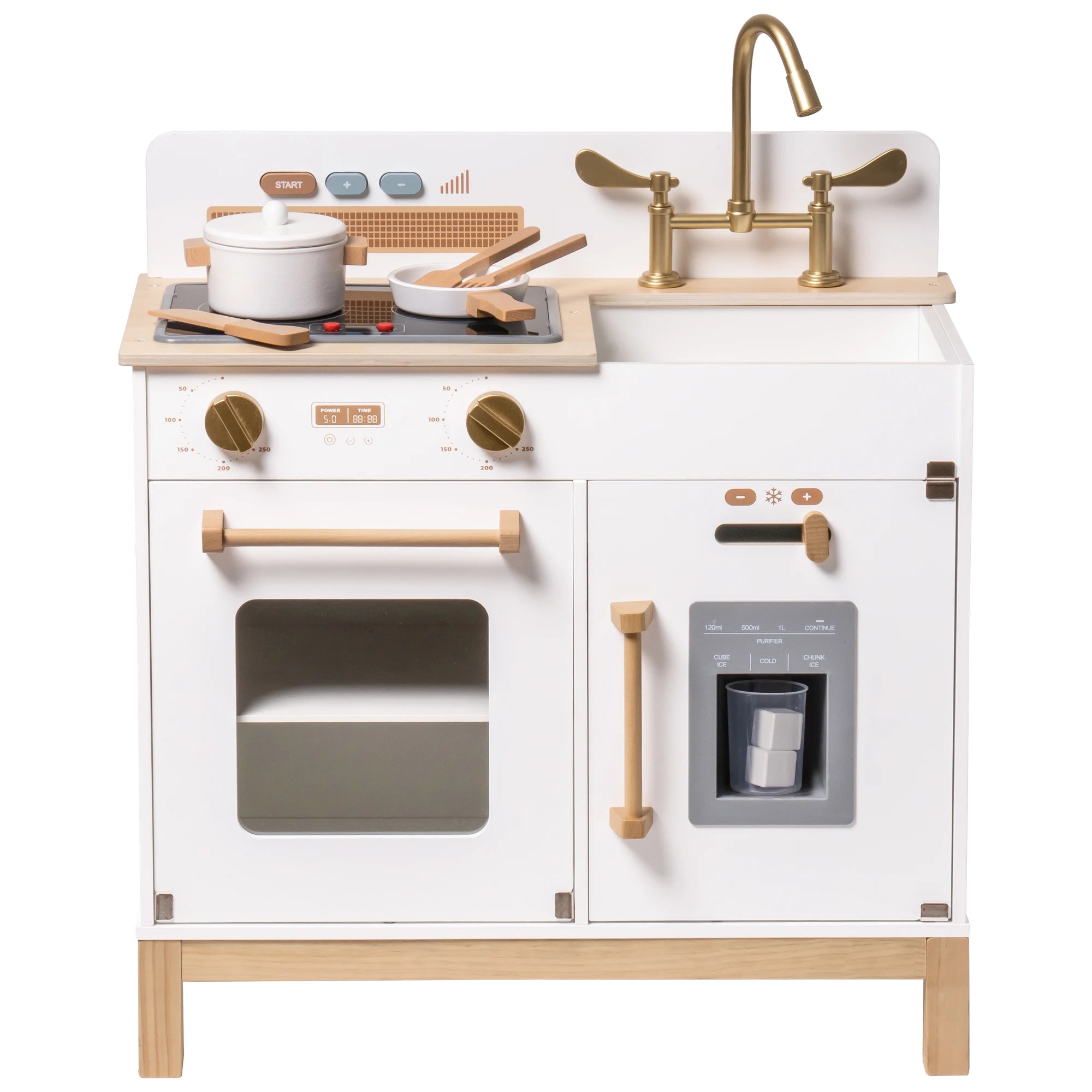 Montessori Wooden Play Kitchen with Lights & Sounds - Blue or White