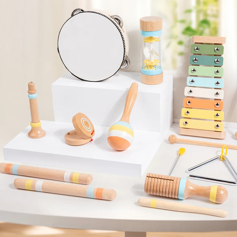 Wooden Percussion Instrument Set for Toddlers and Kids