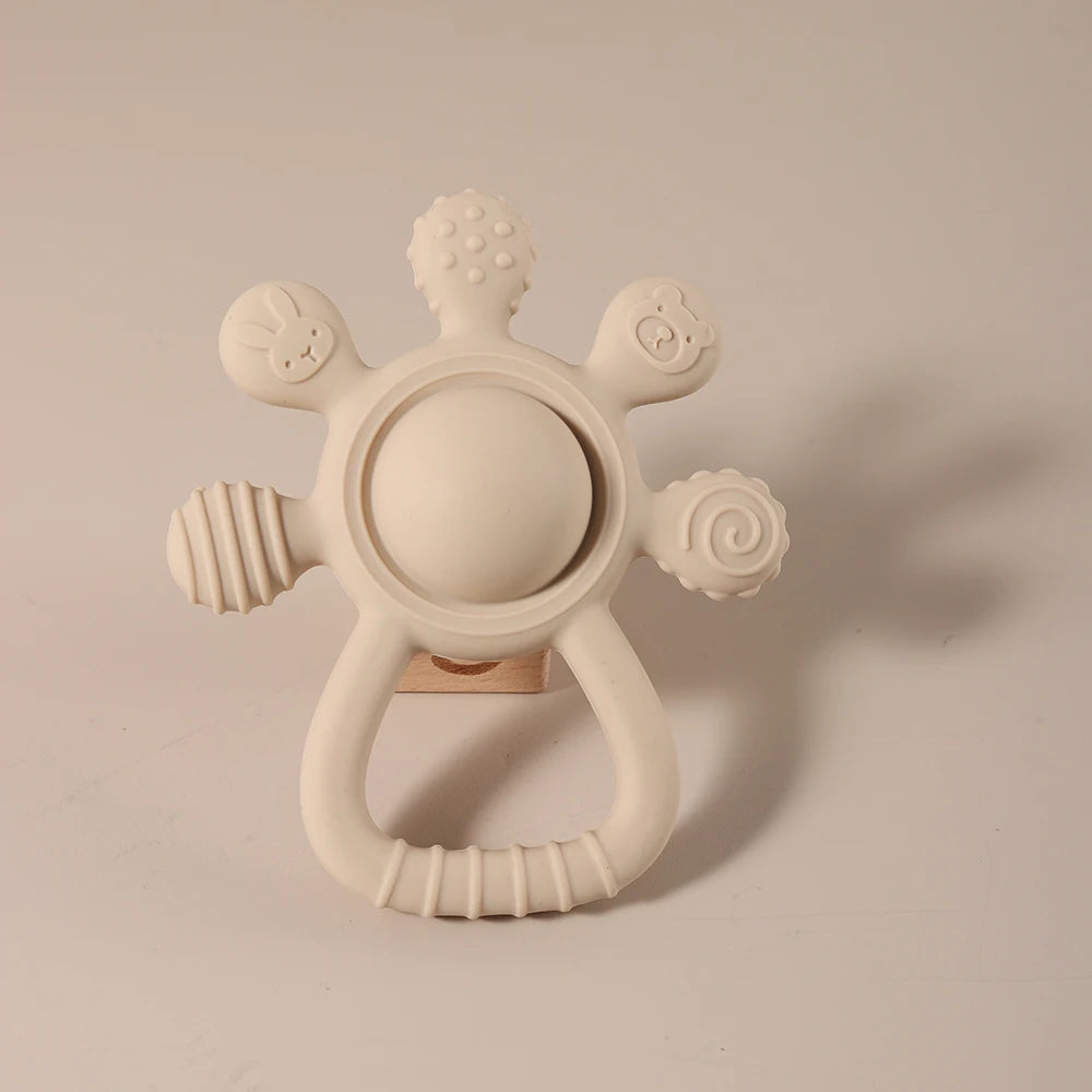 Crab Silicone Rattle Teether - Baby Hand Bell Teething Toy