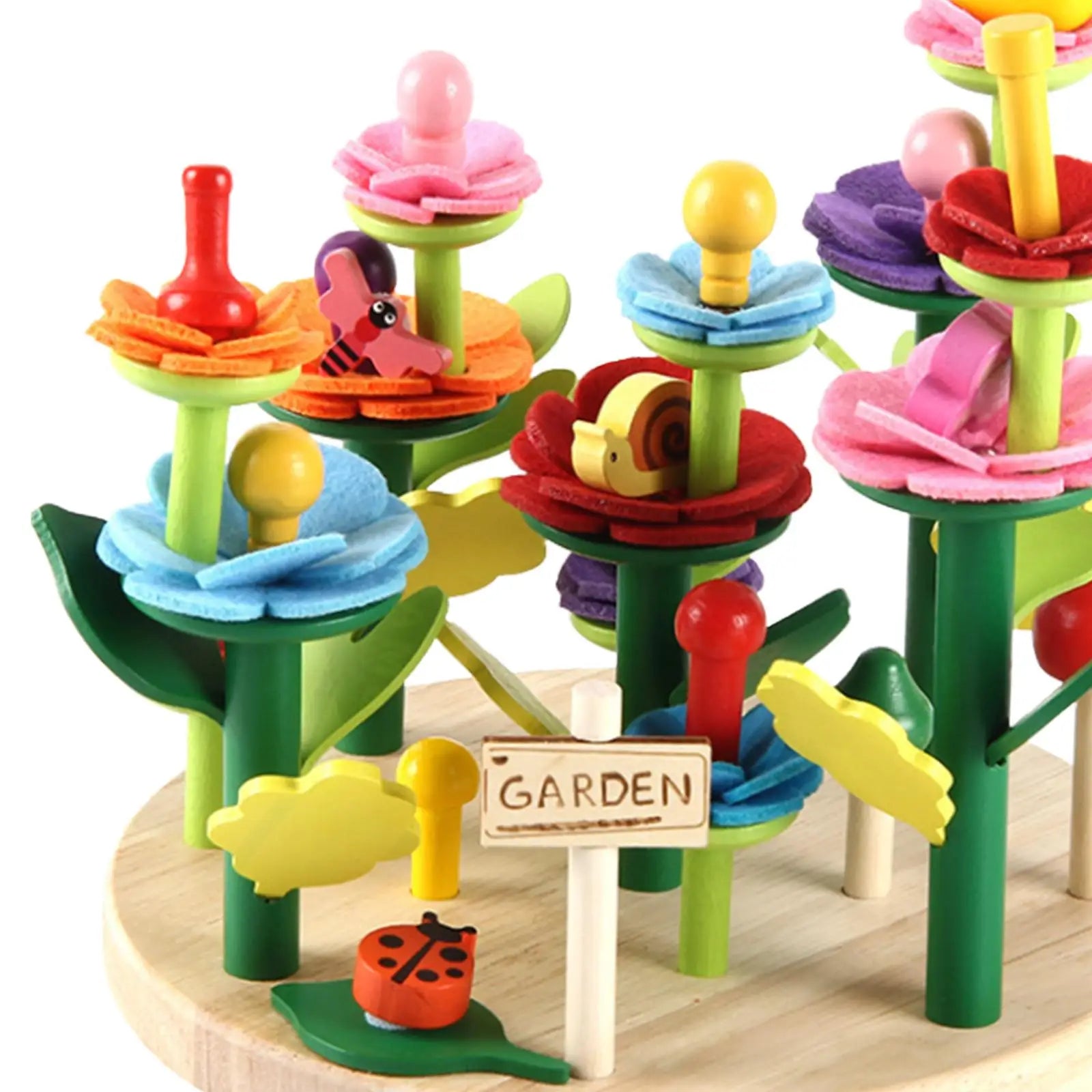 Wooden Flower Garden Building Toy for Kids | Montessori Stacking Toy Ages 4-6