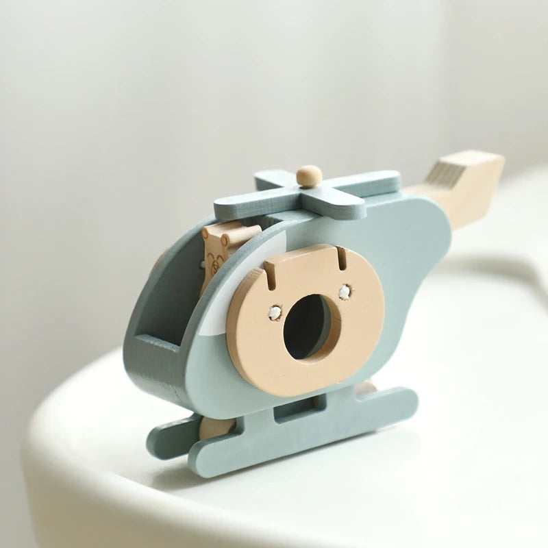 Hand-Pushed Wooden Helicopter Toy | Oliver Montessori