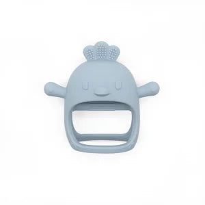 Blue silicone teething mitten