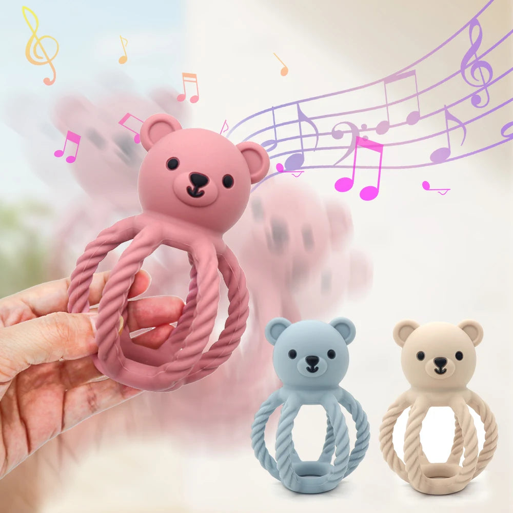 Silicone Bear Rattle Teether | Oliver & Company Montessori Toys
