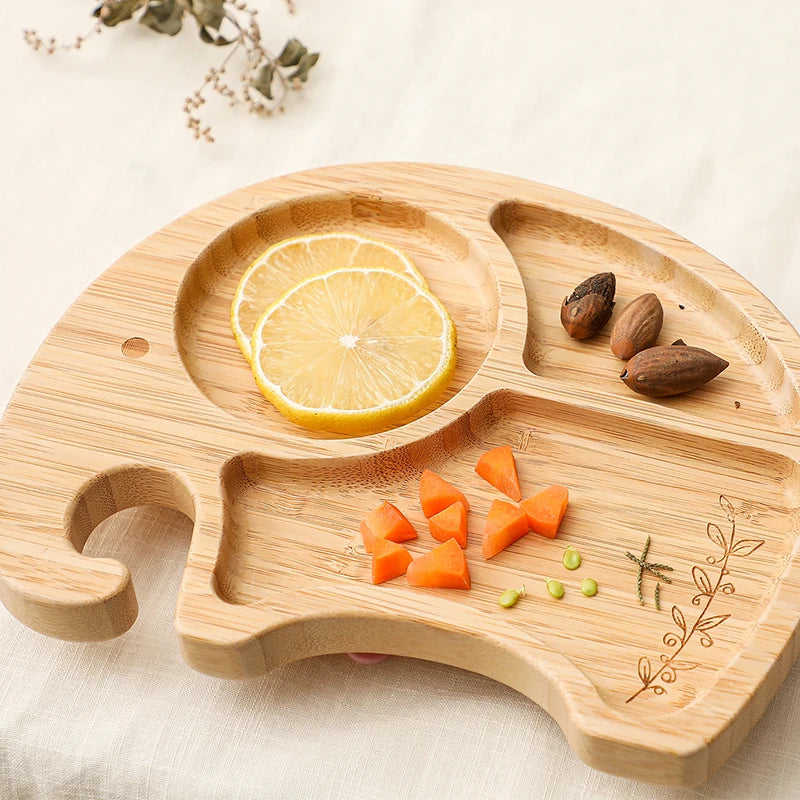 3pc Bamboo Baby Plate Set with Spoon & Fork
