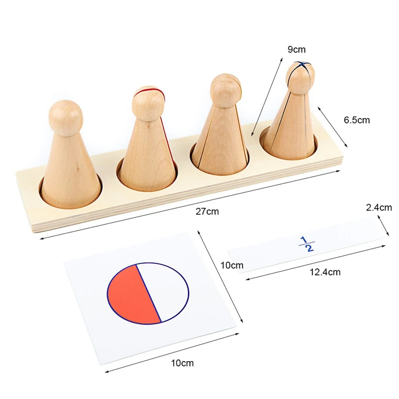 Fraction skittle stand 27cm long with 10cm cards