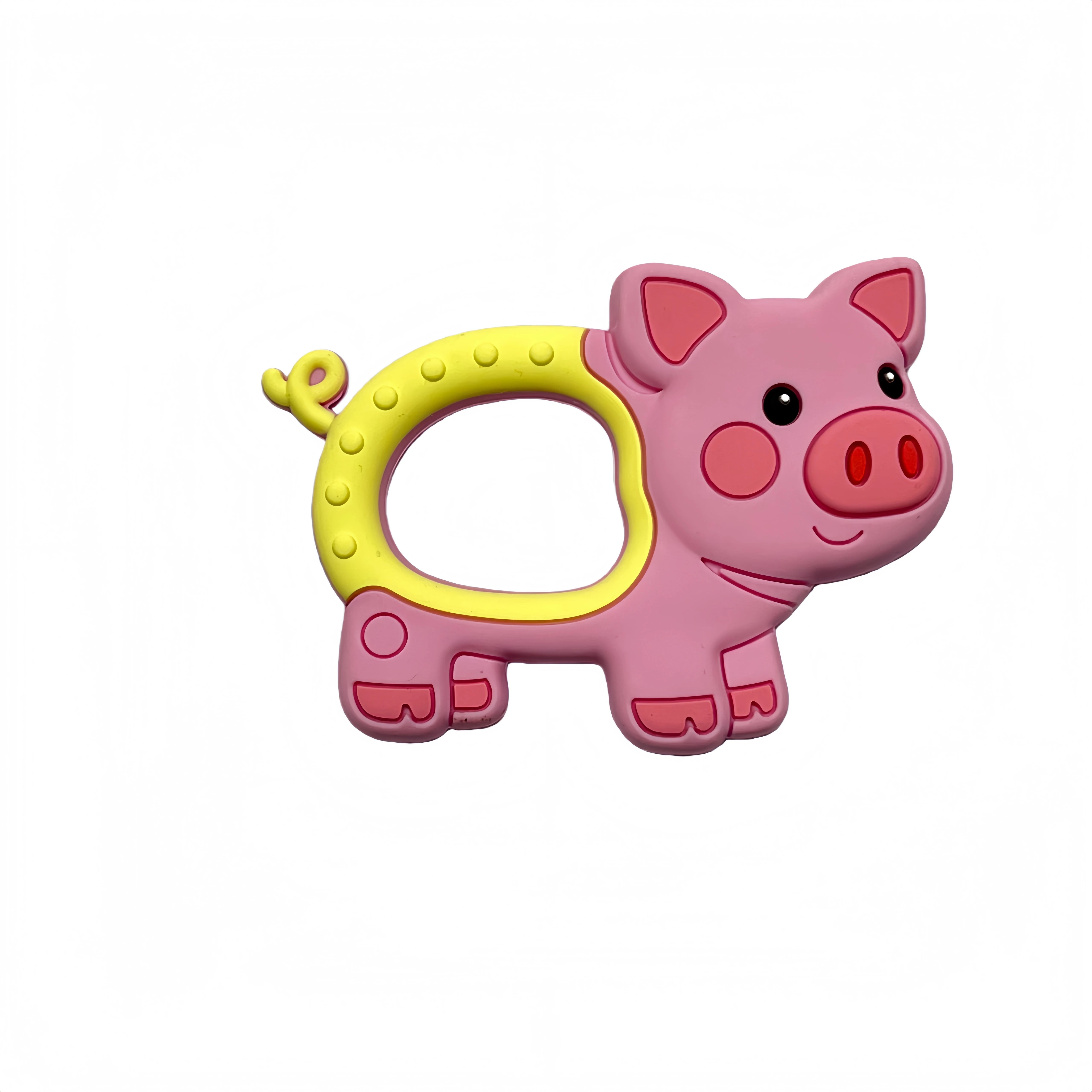 Silicone Pig Teether with Ring Handle - Oliver & Company