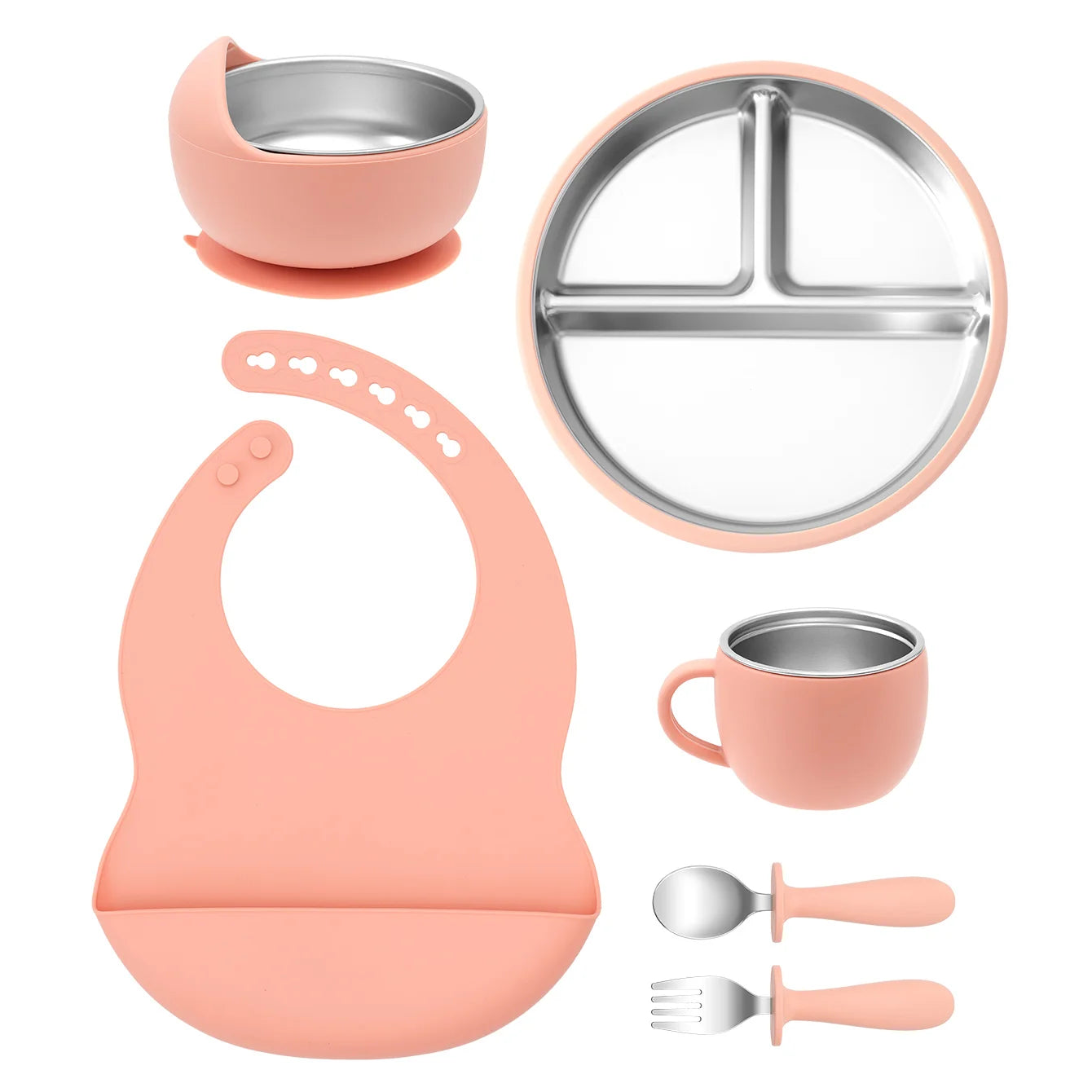 Silicone and Stainless Steel Tableware Set