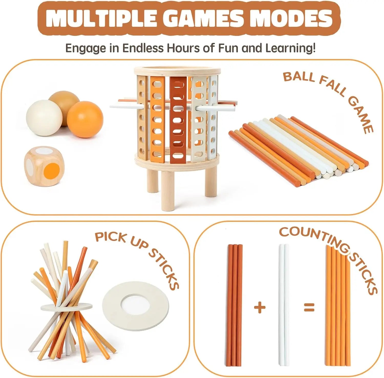 Montessori Wooden Stick & Ball Drop Game