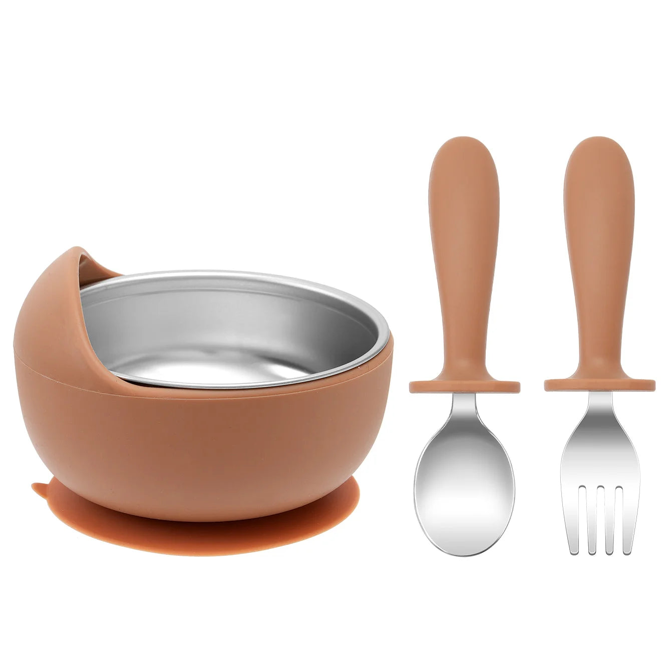 3-Piece Stainless Steel Silicone Suction Bowl & Utensil Set