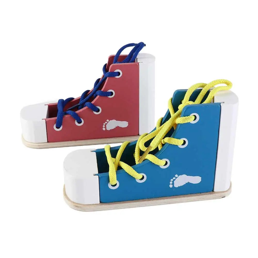 Wooden Shoe Tying Toy | Oliver and Company Montessori Toys