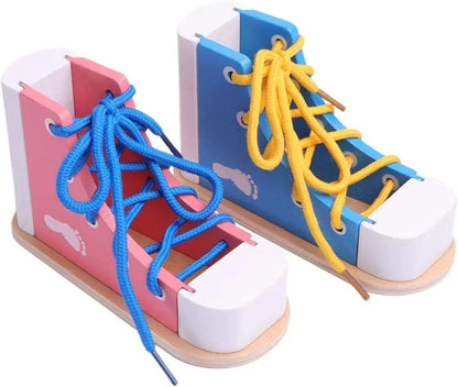 Montessori Wooden Shoelace Sneaker for Toddlers