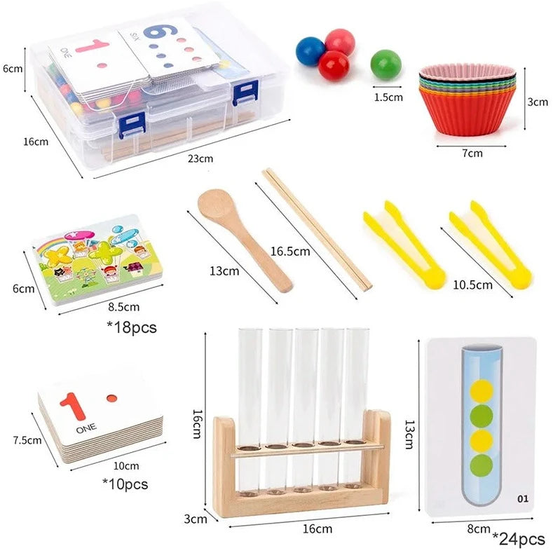 Montessori Clip Beads Test Tube Game | Oliver Montessori Toys