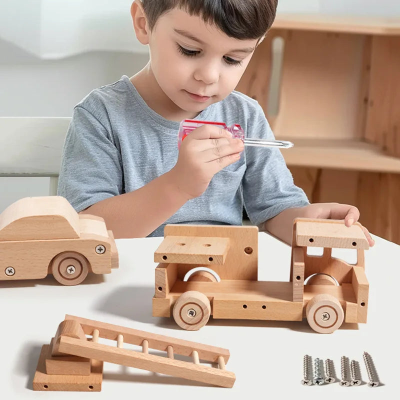 Wooden DIY Assembly Vehicle Kids Build Your Own Toy Car Truck