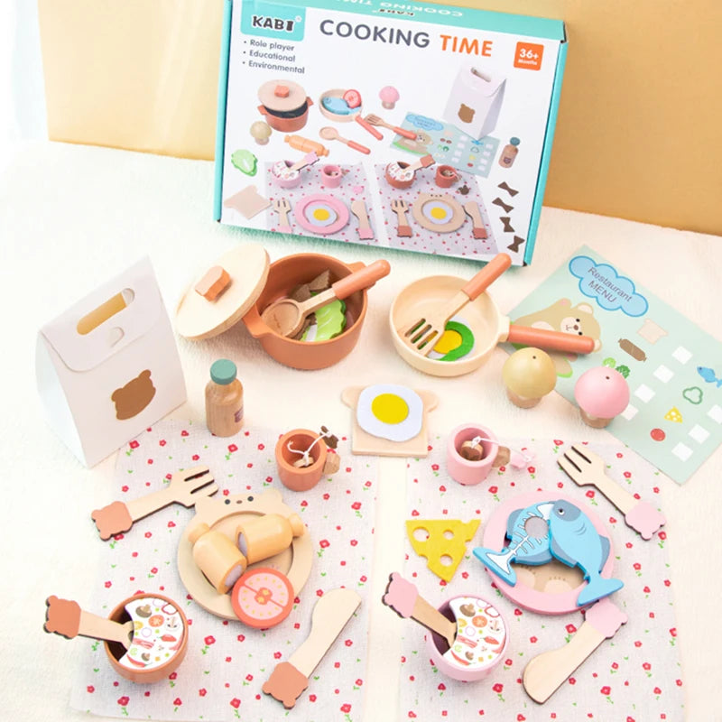 Little Bear Wooden Cooking & Breakfast Play Set