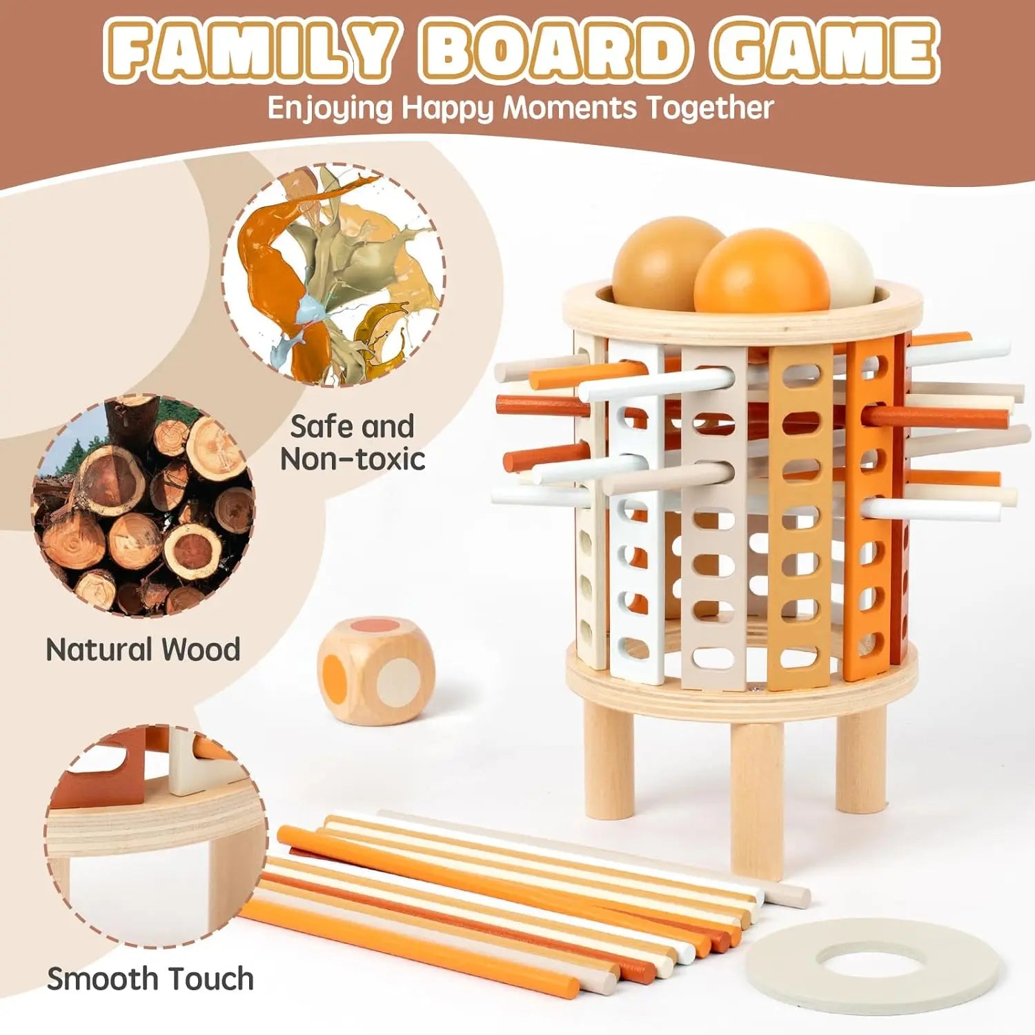 Montessori Wooden Stick & Ball Drop Game