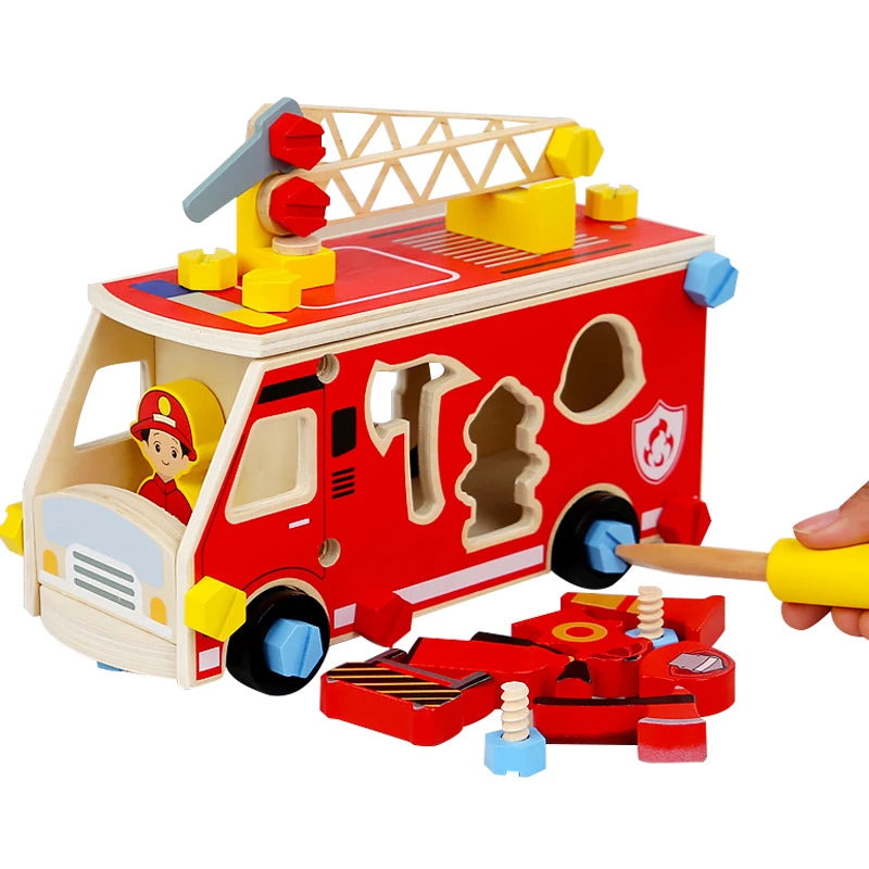 Wooden Tool Bench Vehicle Set Assembly Toy