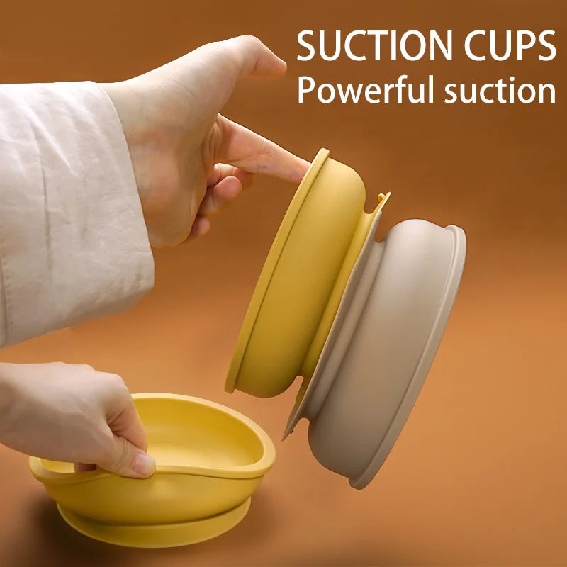Pulling a bowl off the table to show the strong suction base