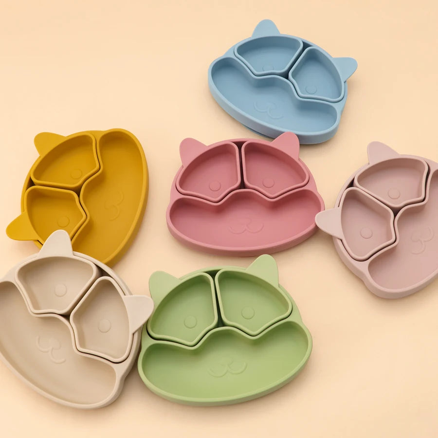Fox silicone divided plates in six colors