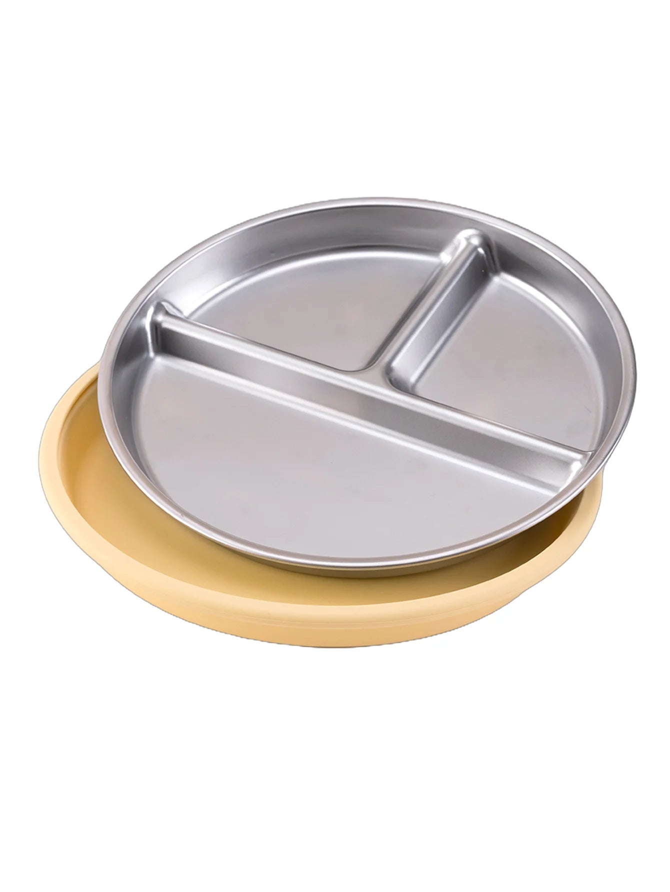 Stainless Steel Divided Plate with Detachable Silicone Suction Base | Oliver & Company Montessori Toys