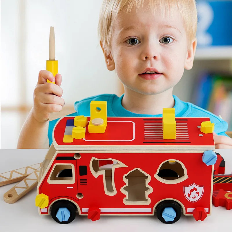 Wooden Tool Bench Vehicle Set Assembly Toy