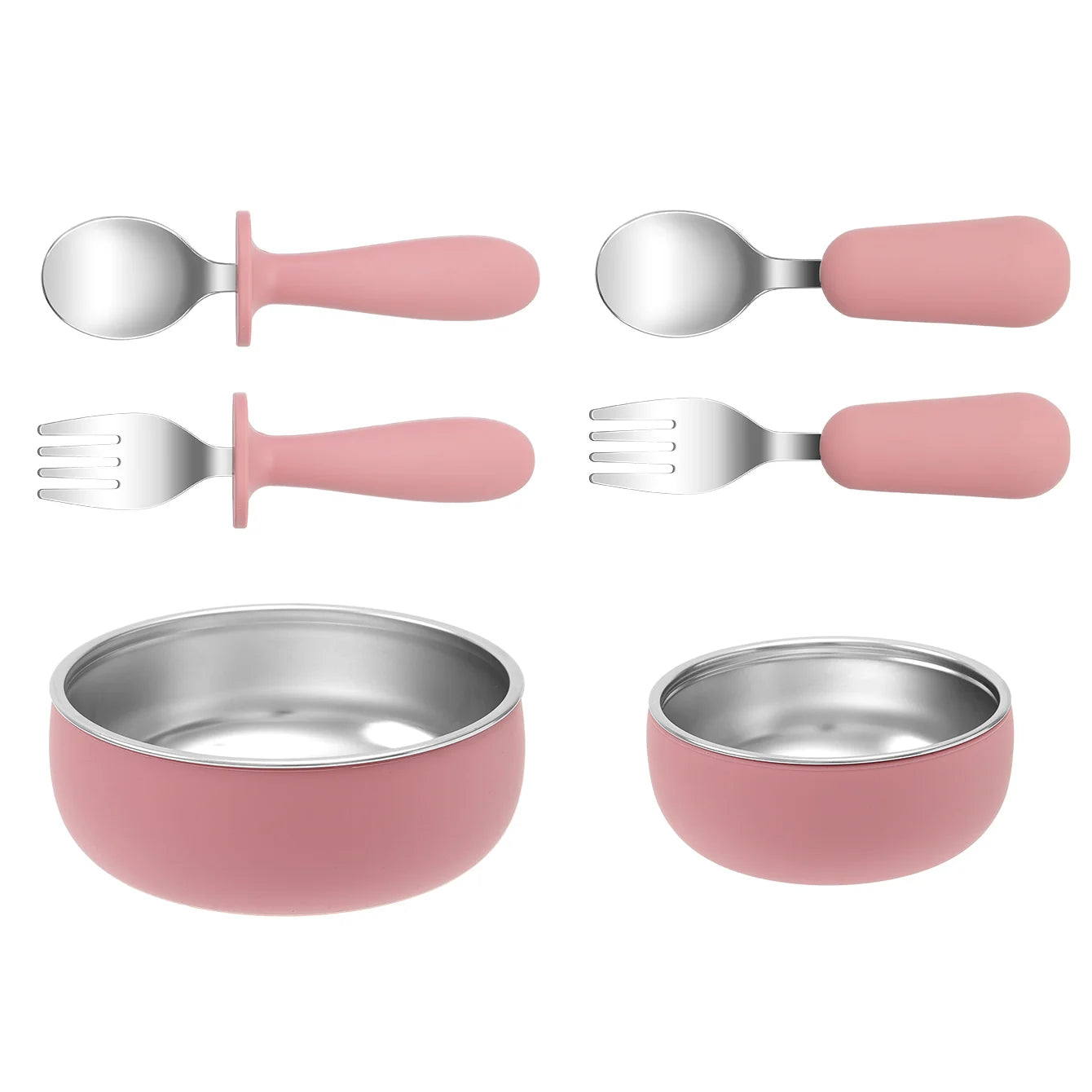 4-Piece Stainless Steel Silicone Suction Bowl and Utensil Set | Oliver & Company Montessori Toys