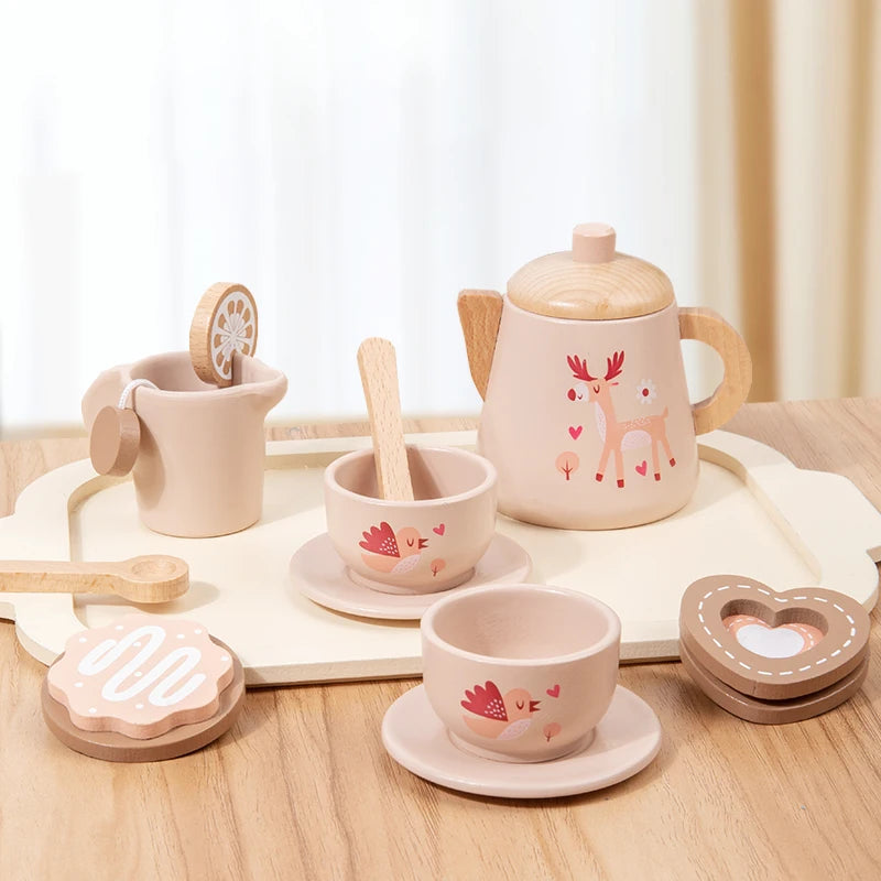 Wooden Afternoon Tea Play Set – Pretend Play Tea Party Toy for Kids