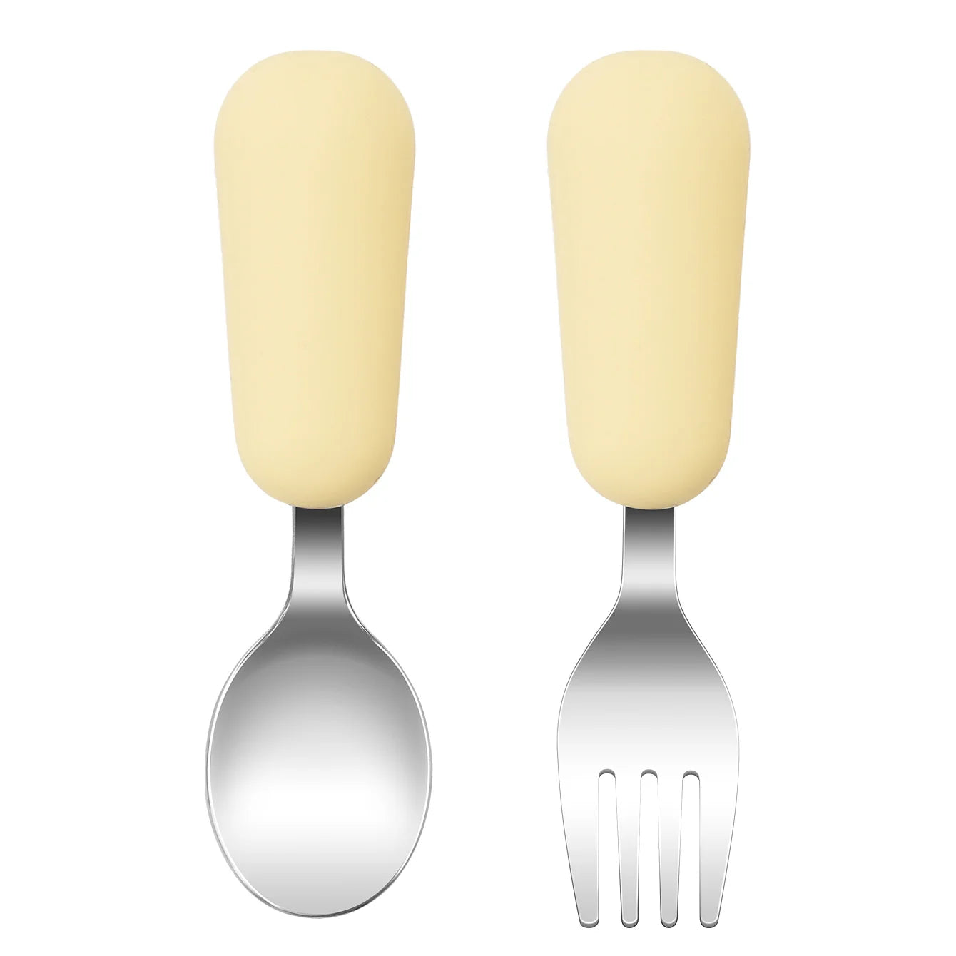2-Piece Stainless Steel Silicone Fork and Spoon Set | Oliver & Company Montessori Toys