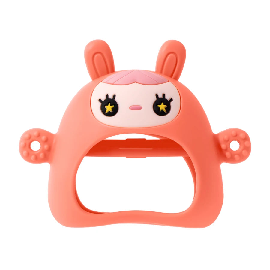Coral bunny silicone teething mitten