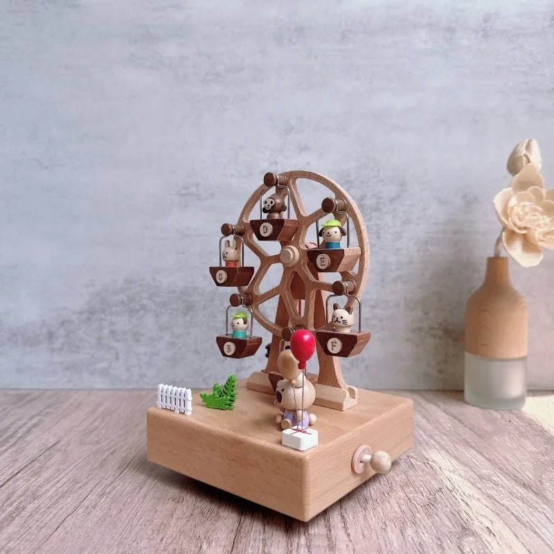 Wooden Bear Ferris Wheel Music Box – Wind-Up Clockwork | Oliver & Company Montessori Toys