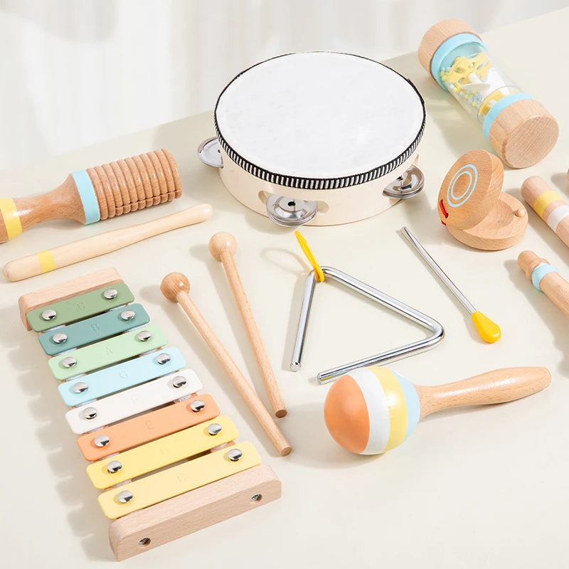 Wooden Percussion Instrument Set for Toddlers and Kids
