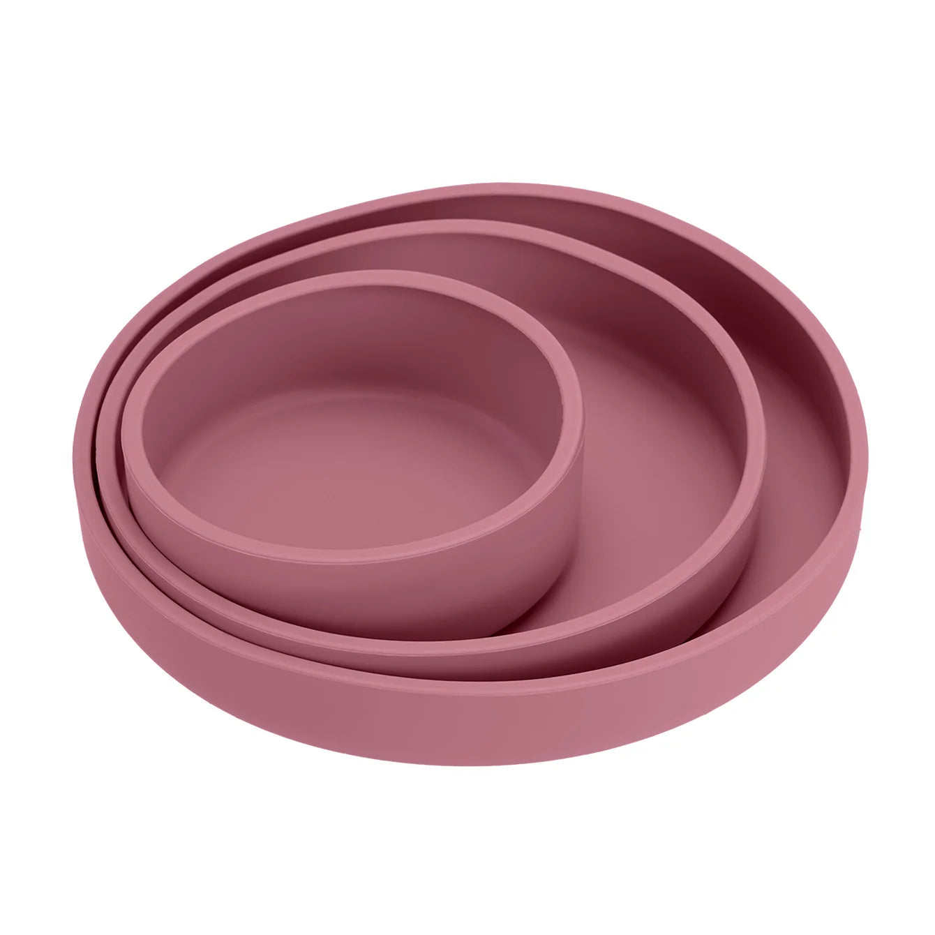 Dusty rose set of three nesting silicone plates