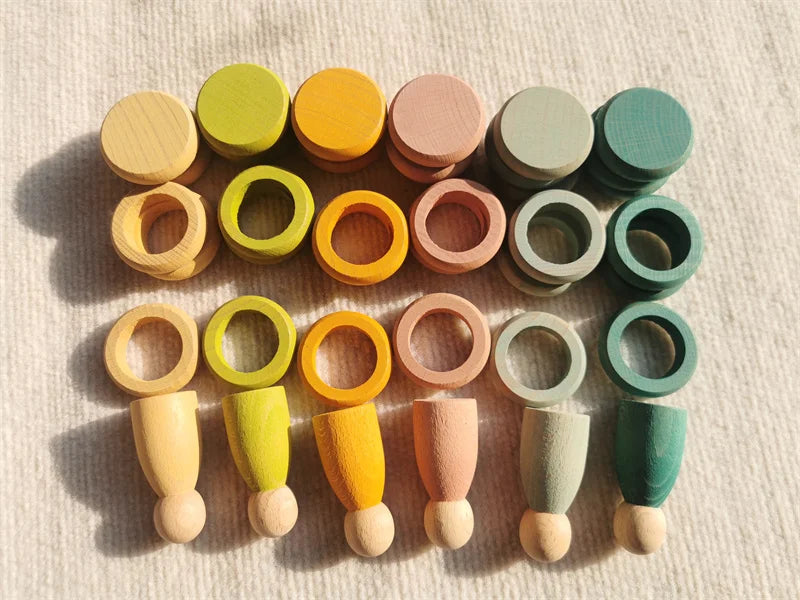Wooden Stacking Coins, Rings & Peg Dolls