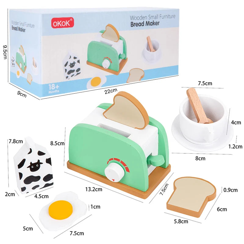 Green Wooden Kitchen Appliance Pretend Play Set for Kids