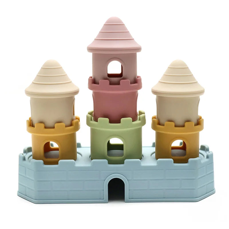 8-Piece Silicone Castle Stacking Toy – Montessori Baby Building Blocks | Oliver & Company Montessori Toys
